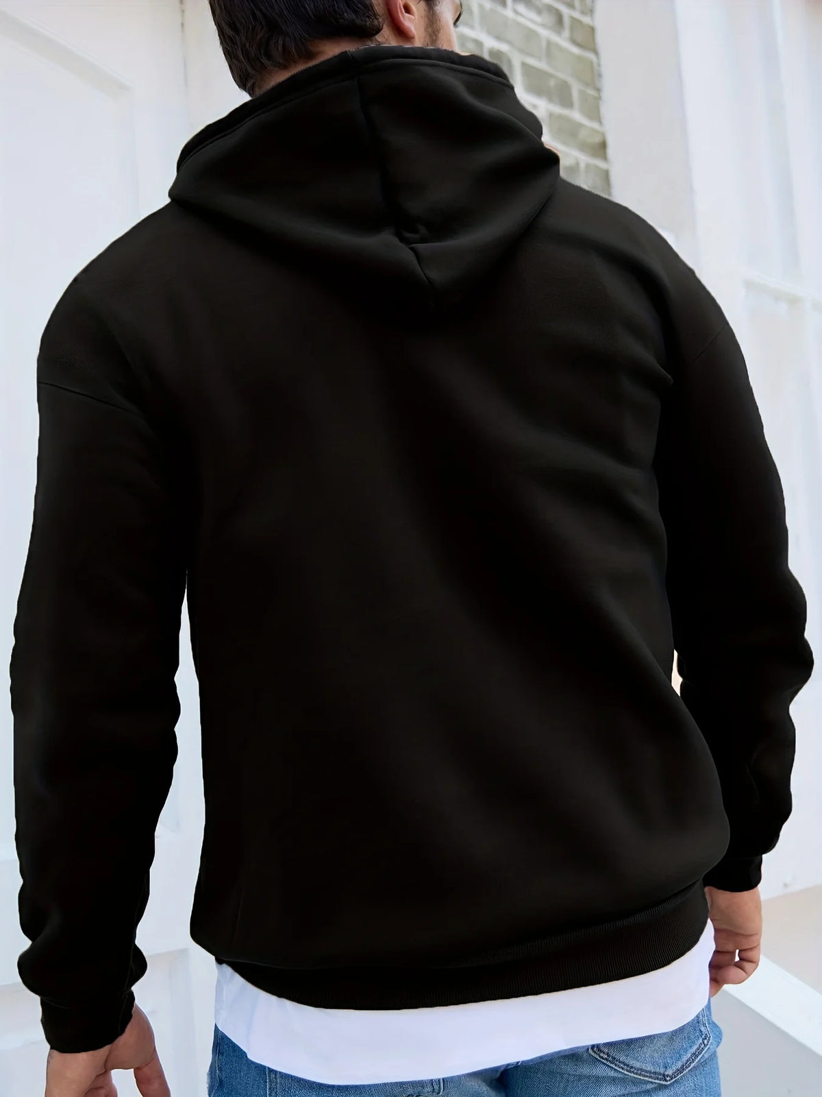 Men's autumn and winter casual fashion loose hoodie retro 1973 letter pattern printed long sleeved warm pullover sweater
