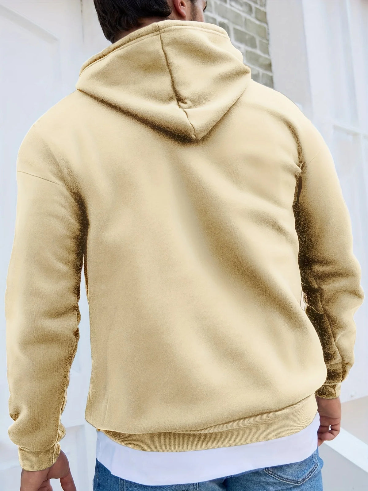 Men's autumn and winter casual fashion loose hoodie retro 1973 letter pattern printed long sleeved warm pullover sweater