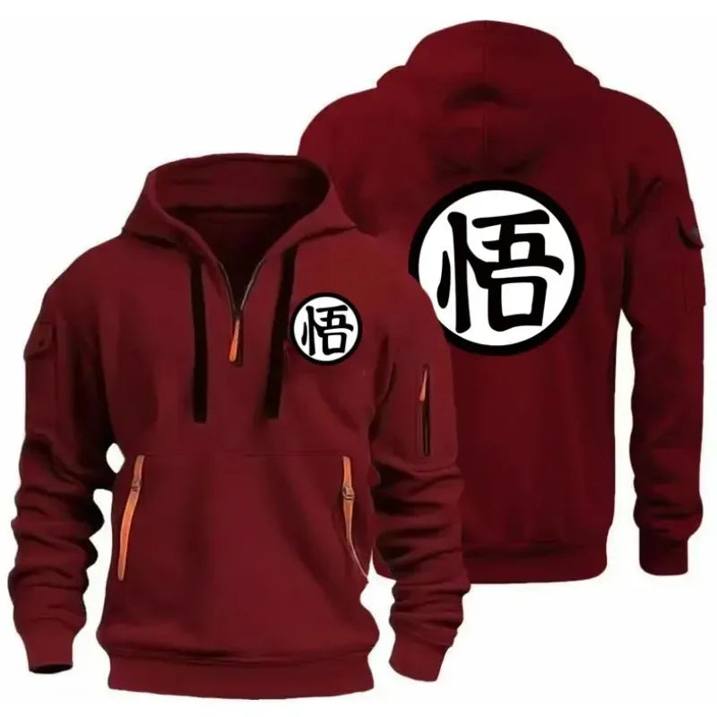 Anime Goku Half Zipper Hoodie Casual Versatile Sweatshirt Comfortable Daily Fashion Zip-Up Sweatshirt for Fans